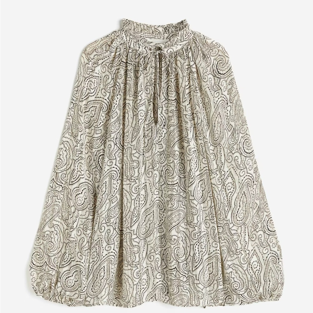 H&M Ruffle Trimmed Creped Blouse with Balloons Sleeve